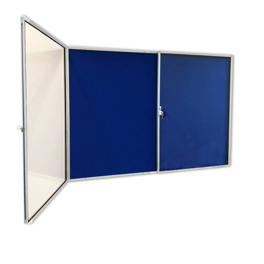 INDOOR LOCKABLE NOTICEBOARD with hinged acrylic doors & aluminium frame